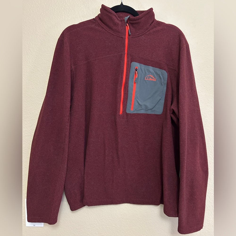 L.L. Bean Men’s XL Burgundy Fleece Quarter-Zip Pullover